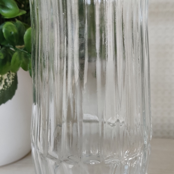 Vintage 1970s Clear Ribbed Glass Vase 8.5" Tall Marked E.O. Brody Cleveland Ohio - Picture 3 of 8